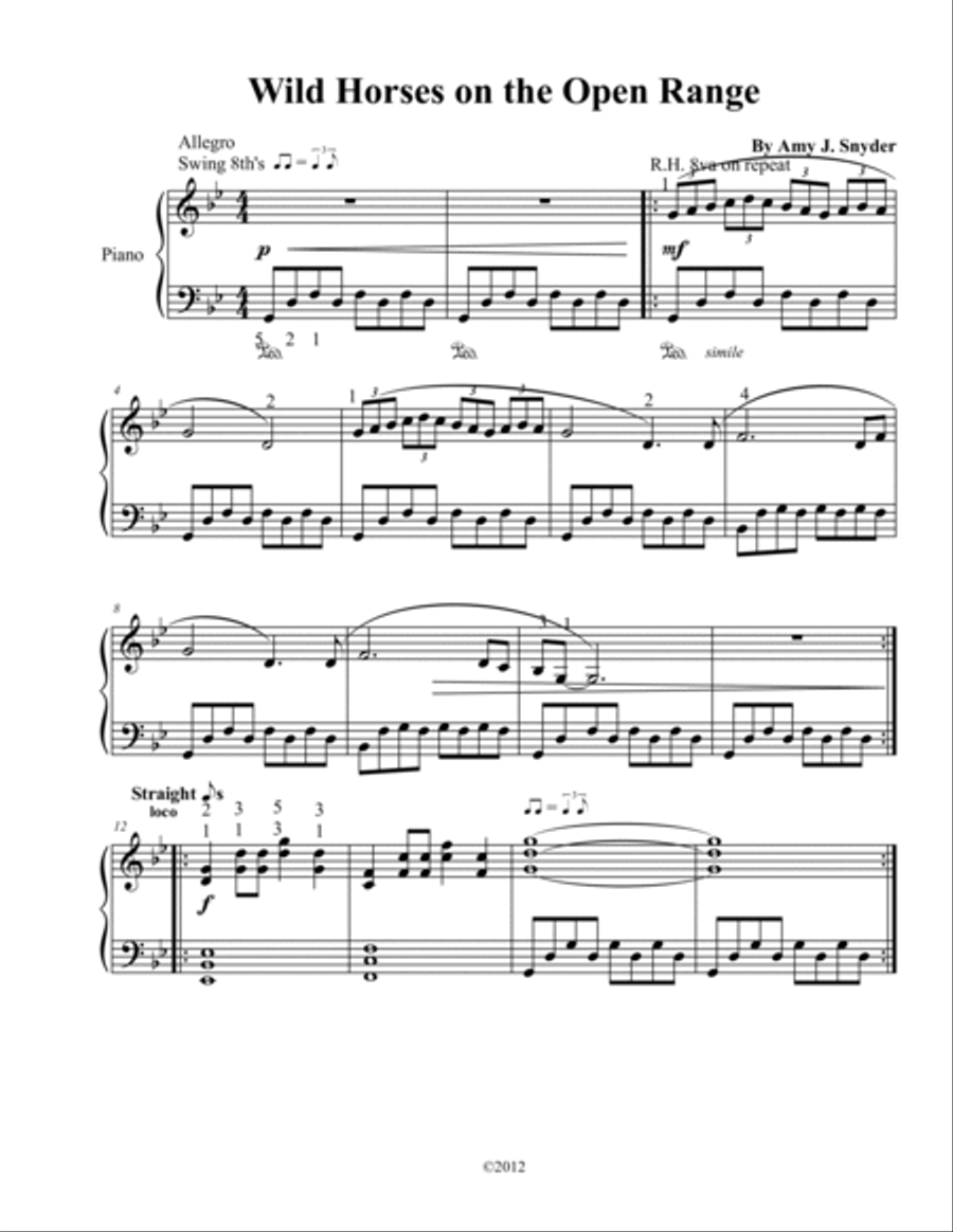 Wild Horses on the Open Range, piano solo Piano Solo scores gallery preview page 2