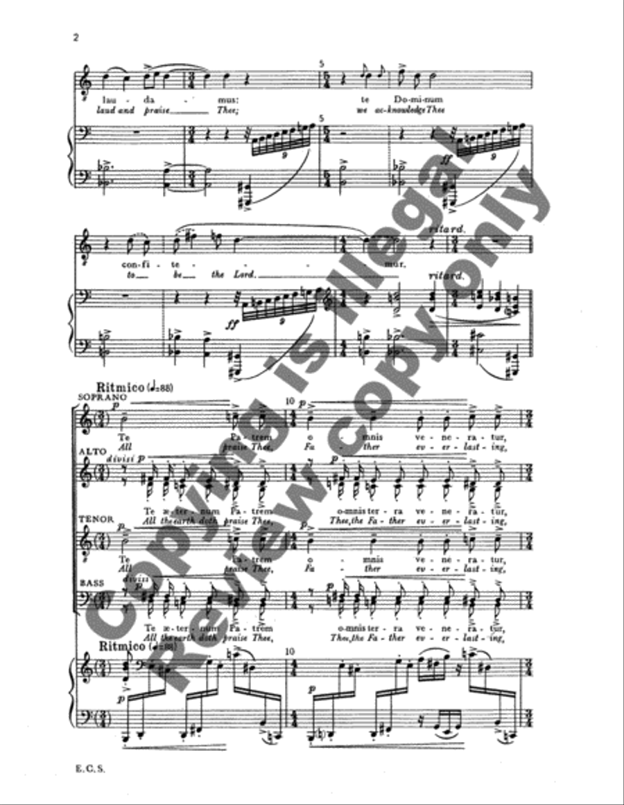 Te Deum (O God, we laud and praise Thee) 4-Part scores gallery preview page 4