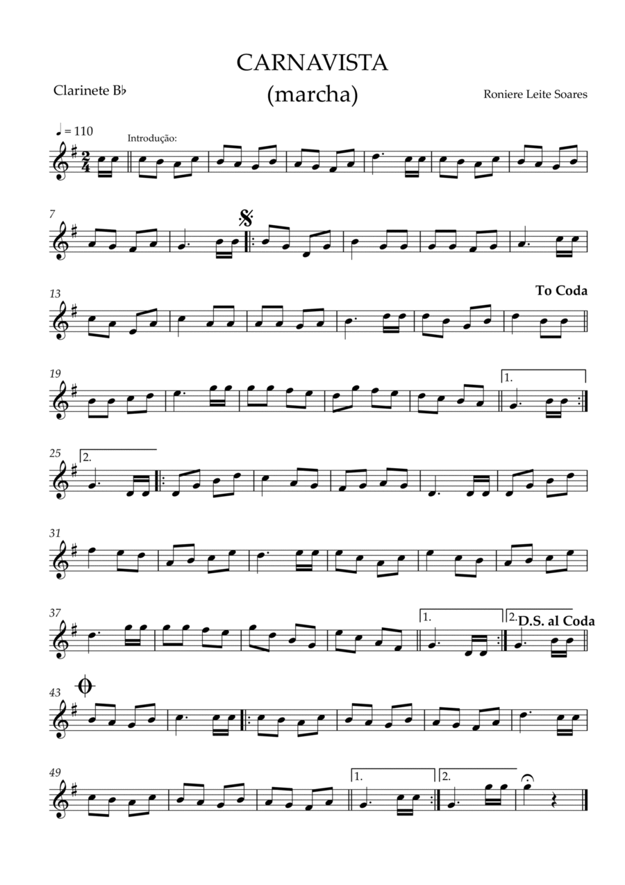 Carnavista B-Flat Clarinet scores gallery preview page 1