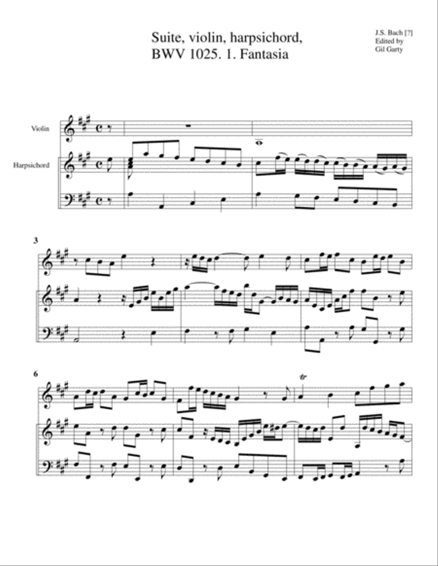Suite, violin, harpsichord, BWV 1025, A major String Duet scores gallery preview page 2