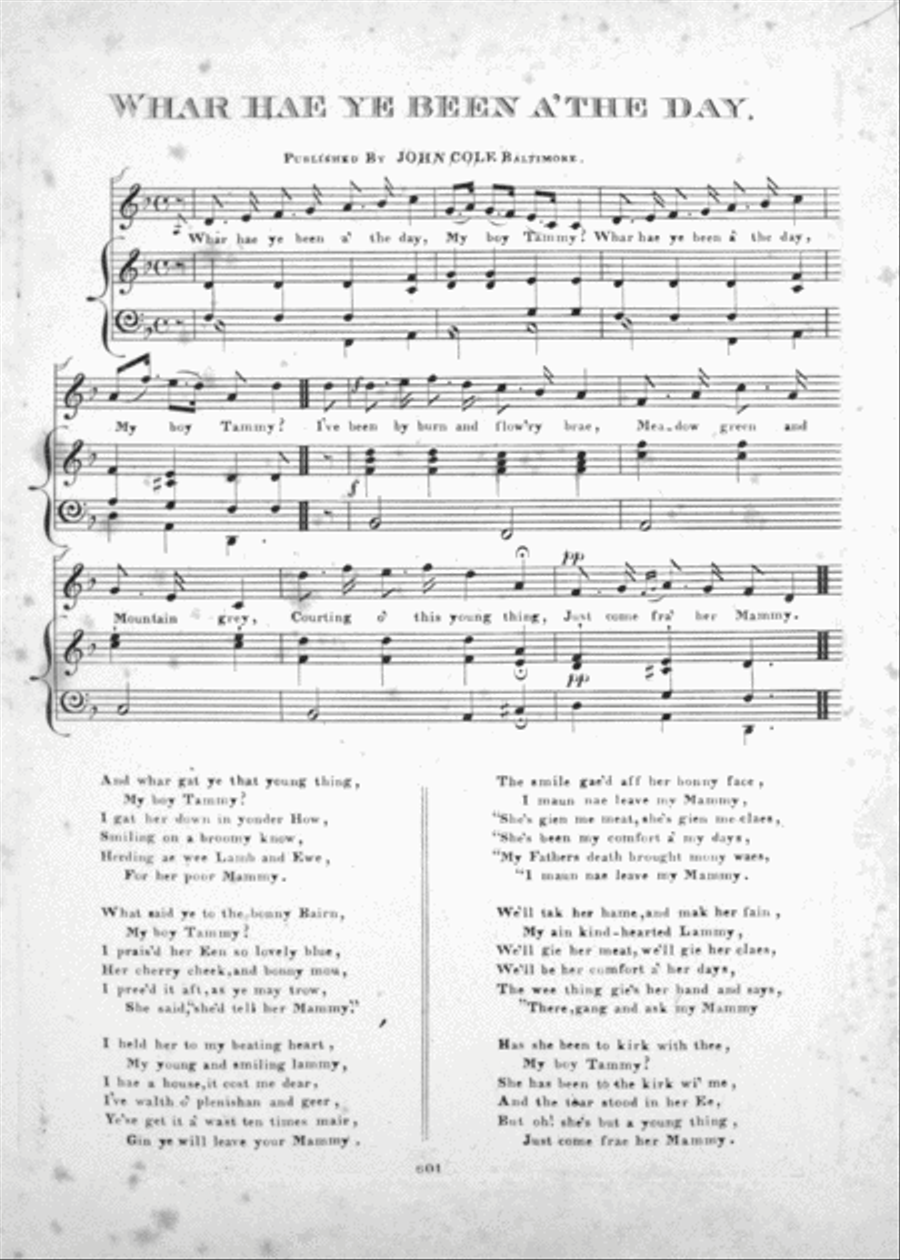 Whar Hae ye Been A' The Day Voice scores gallery preview page 1