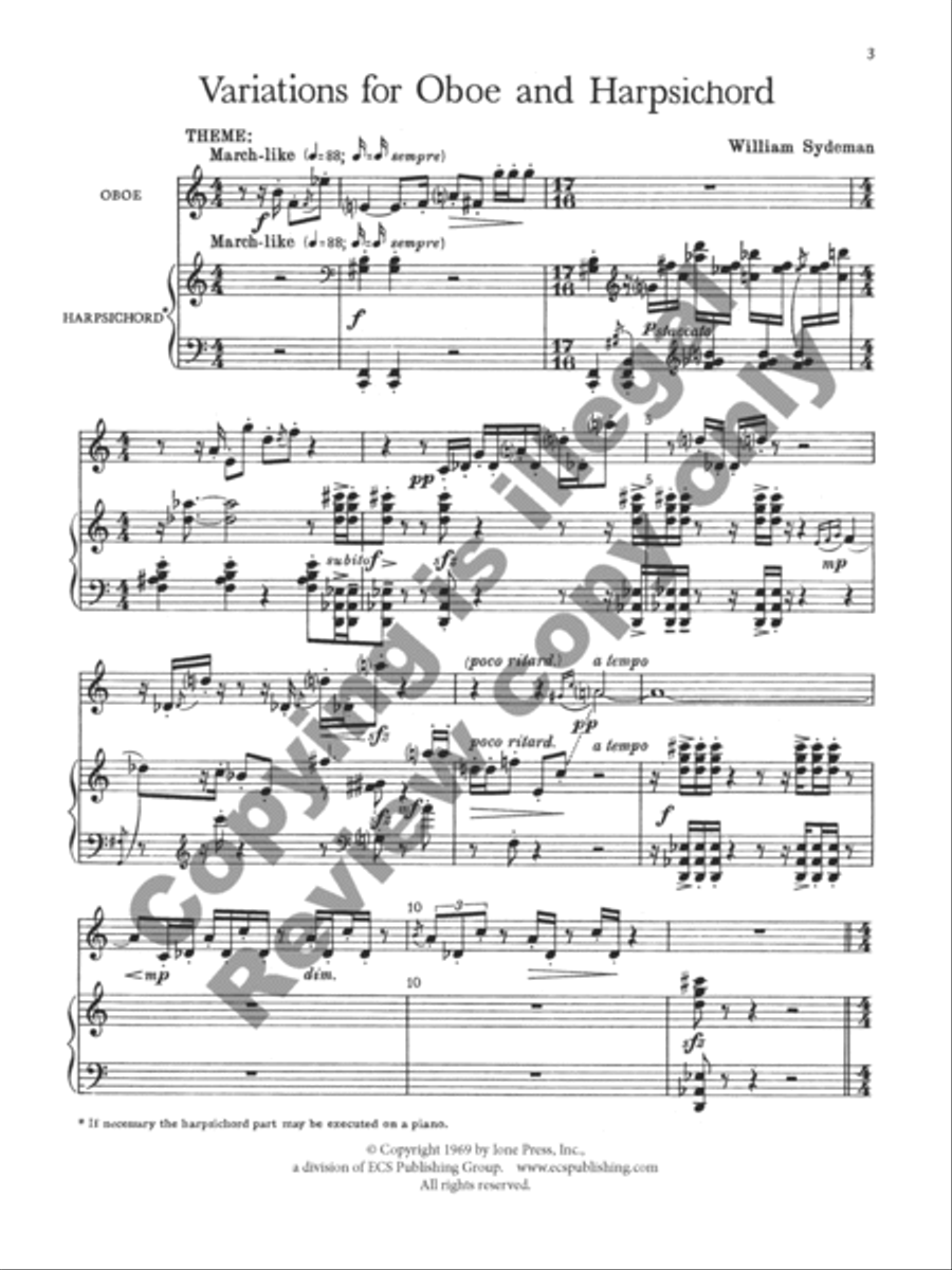 Variations for Oboe and Harpsichord Oboe scores gallery preview page 3