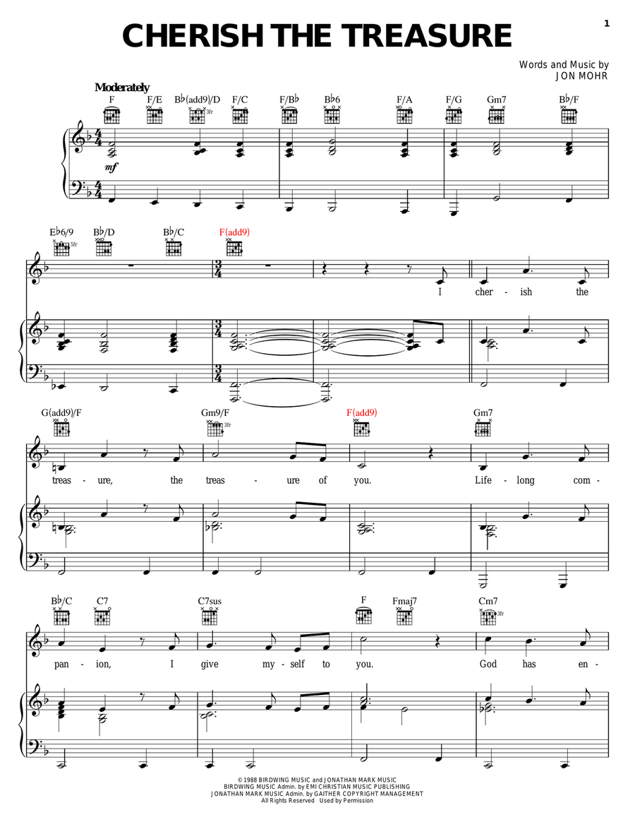 Cherish The Treasure Acoustic Guitar scores gallery preview page 1