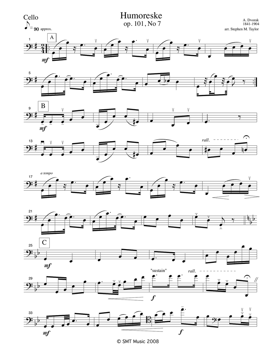 Humoresque by Dvorak String Quartet scores gallery preview page 3