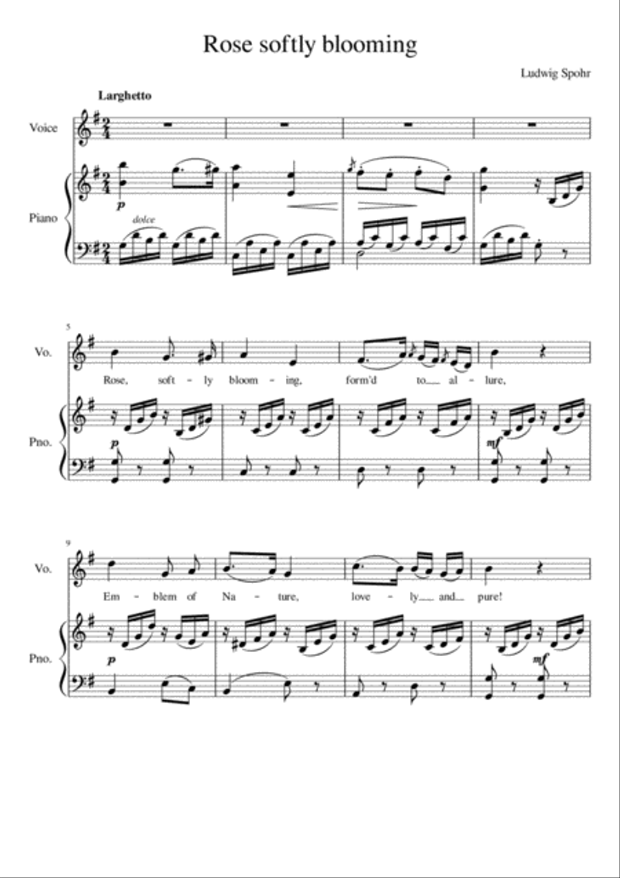 Rose Softly Blooming - G Major Voice Solo scores gallery preview page 2