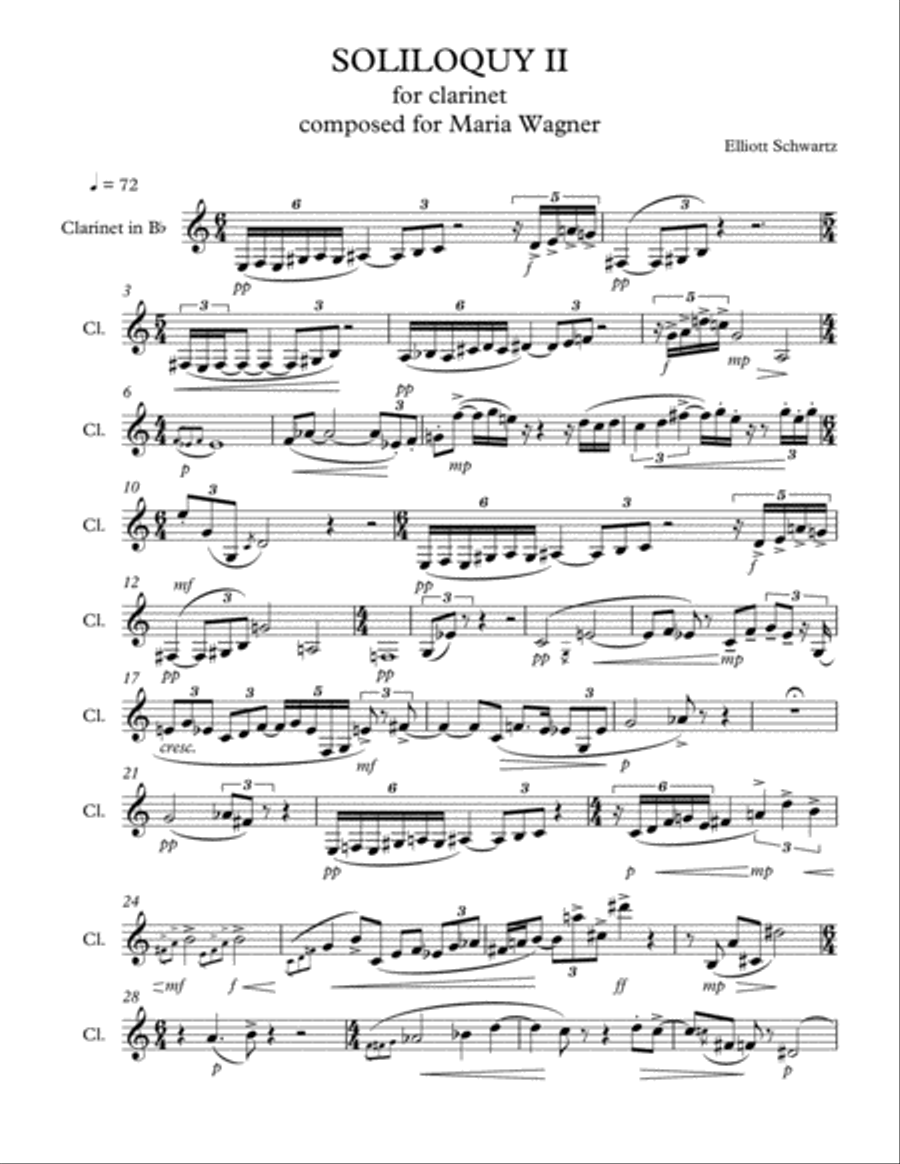 [Schwartz] Soliloquy II Clarinet Solo scores gallery preview page 3