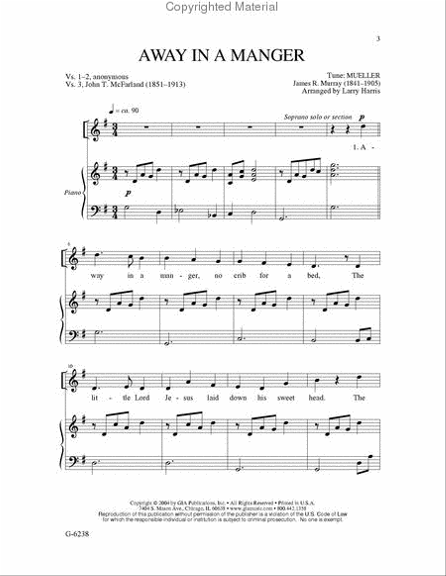 Away in a Manger Away in a Manger 4-Part scores gallery preview page 2