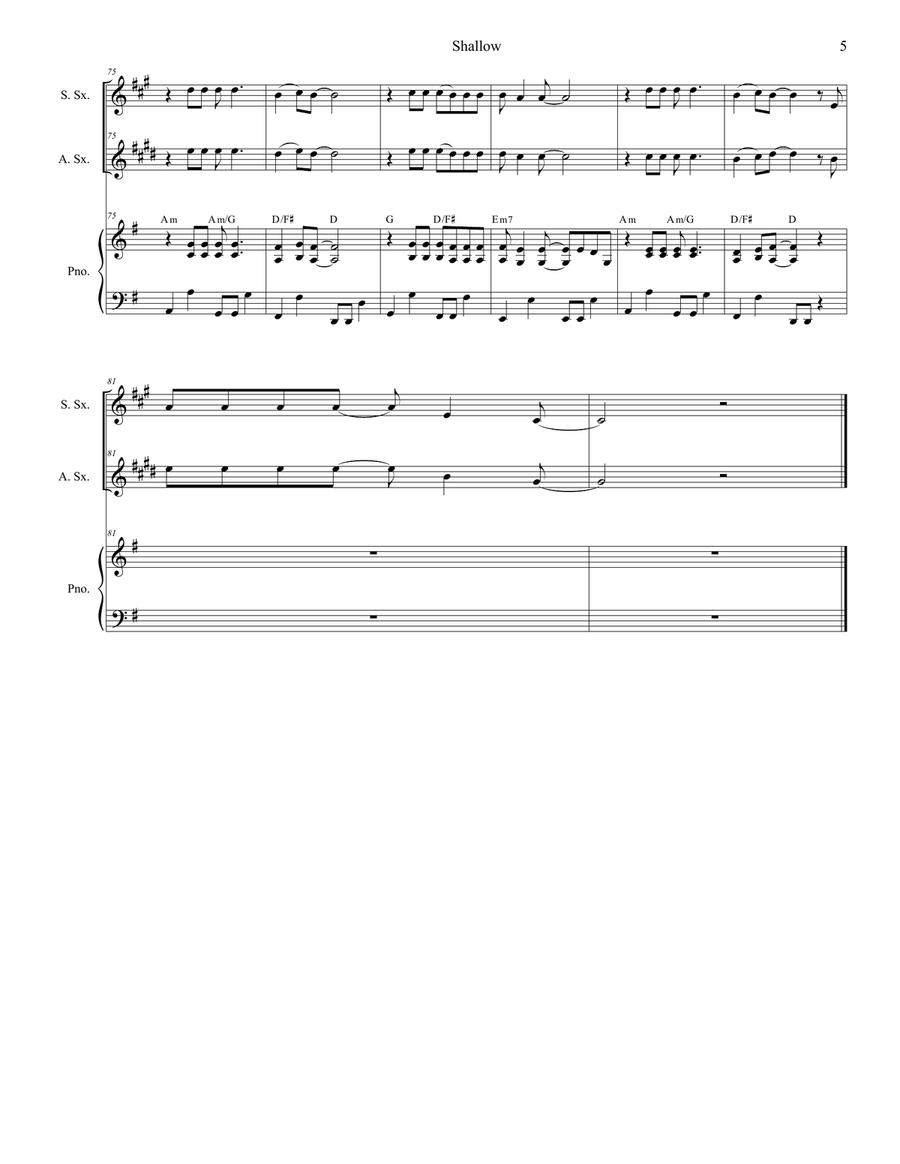 Shallow Soprano Saxophone scores gallery preview page 5