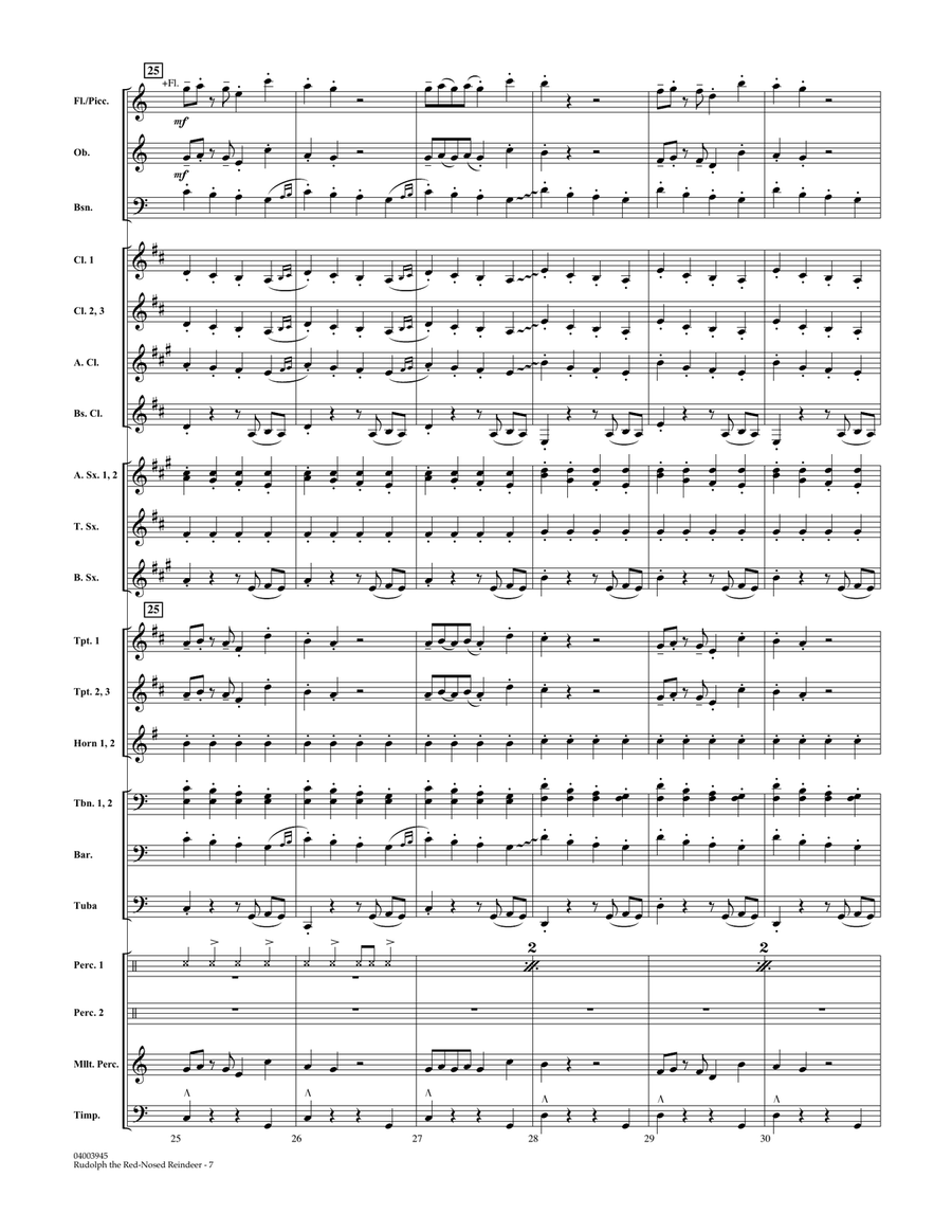 Rudolph the Red-Nosed Reindeer (Canadian Brass) - Conductor Score (Full Score) Concert Band scores gallery preview page 6