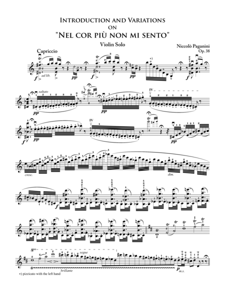 Introduction and Variations on "Nel Cor Piu Non Mi Sento"