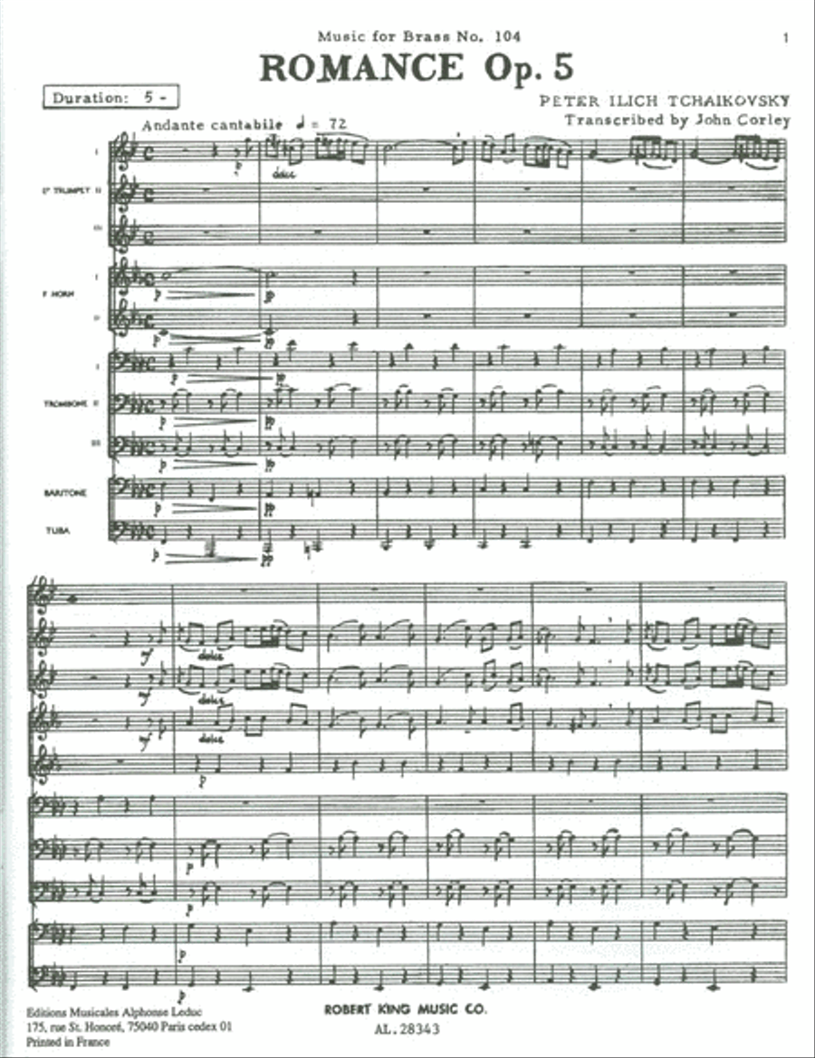 Romance Op.5 In F Minor (ensemble-brass 8 Or More) School and Community scores gallery preview page 2