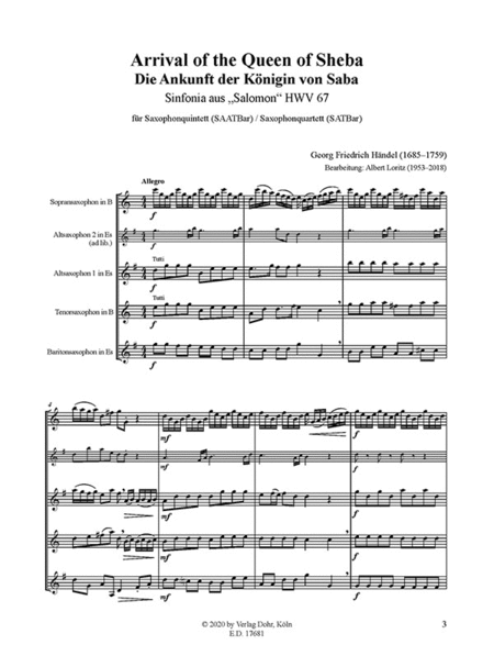 Die Ankunft der Königin von Saba (für Saxophonquintett/Saxophonorchester) (aus "Salomon" HWV 67)