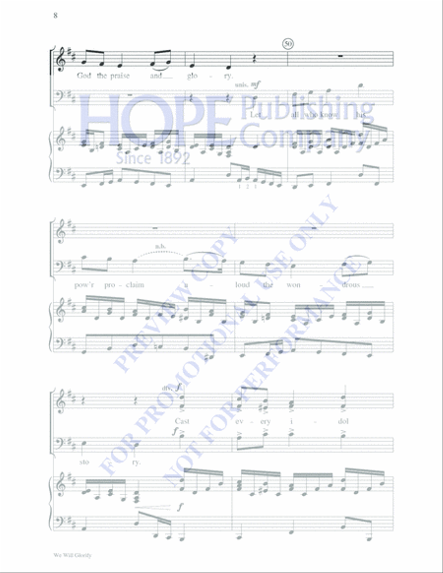 We Will Glorify 4-Part scores gallery preview page 8