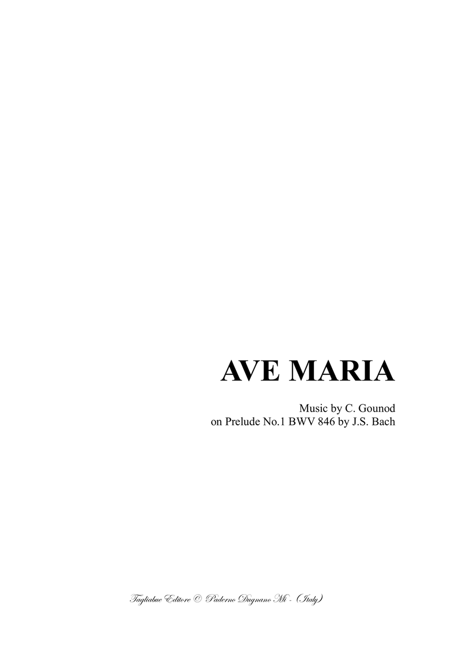 AVE MARIA - Bach-Gounod - For Alto, or Bariton and Piano Small Ensemble scores gallery preview page 1