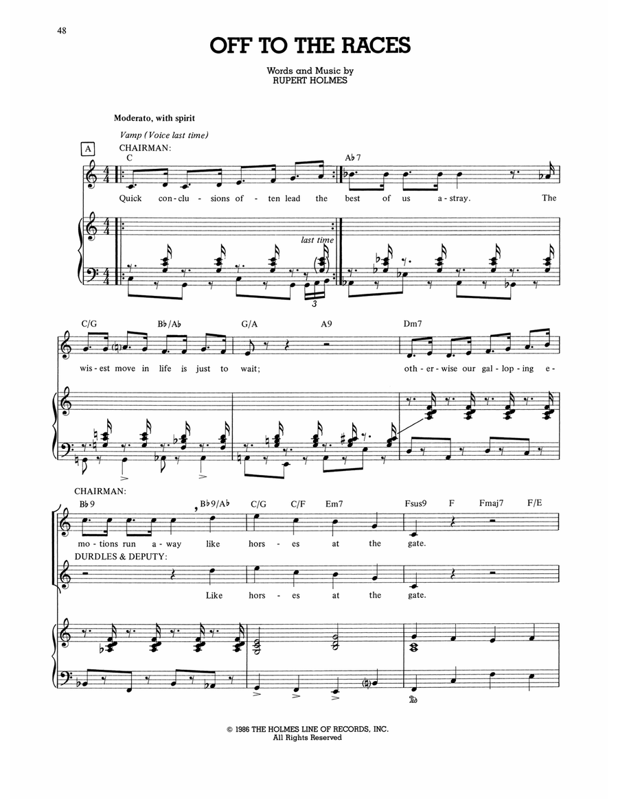 Off To The Races (from The Mystery Of Edwin Drood) Piano, Vocal, Guitar scores gallery preview page 1