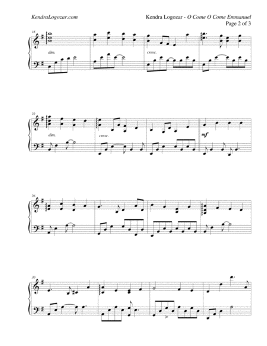 O Come O Come Emmanuel - Modern Christmas/Holiday Arrangement Piano Solo scores gallery preview page 2
