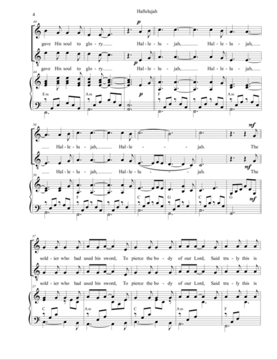 Hallelujah Easy Piano scores gallery preview page 4
