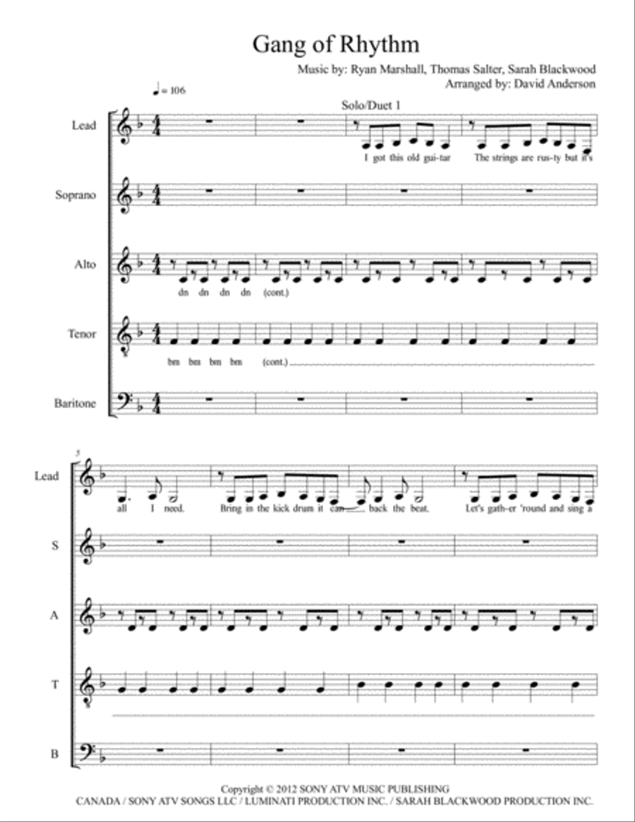 Gang Of Rhythm Gang Of Rhythm 4-Part scores gallery preview page 1