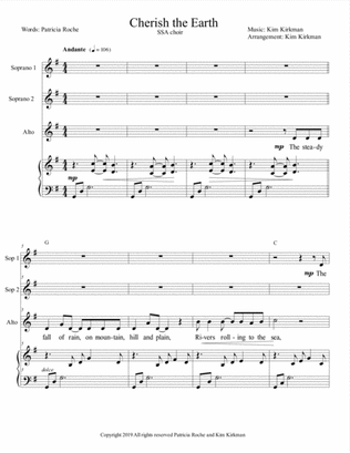 Cherish the Earth - SSA choir and piano