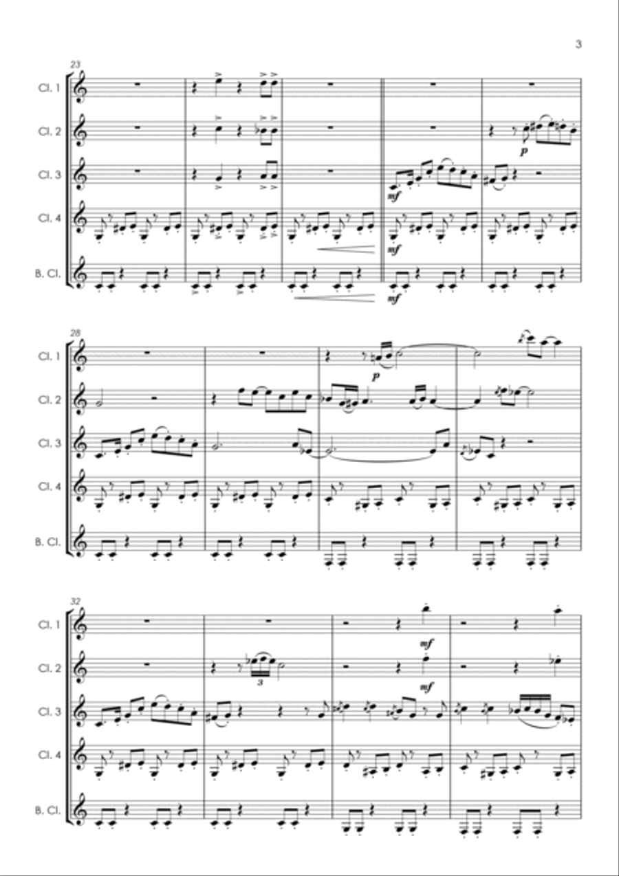 Baby Elephant Walk from the Paramount Picture HATARI! Clarinet Quintet scores gallery preview page 5