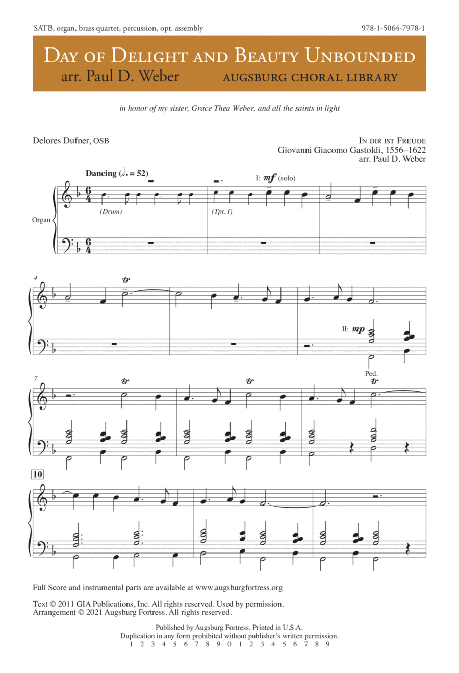 Day of Delight and Beauty Unbounded 4-Part scores gallery preview page 1