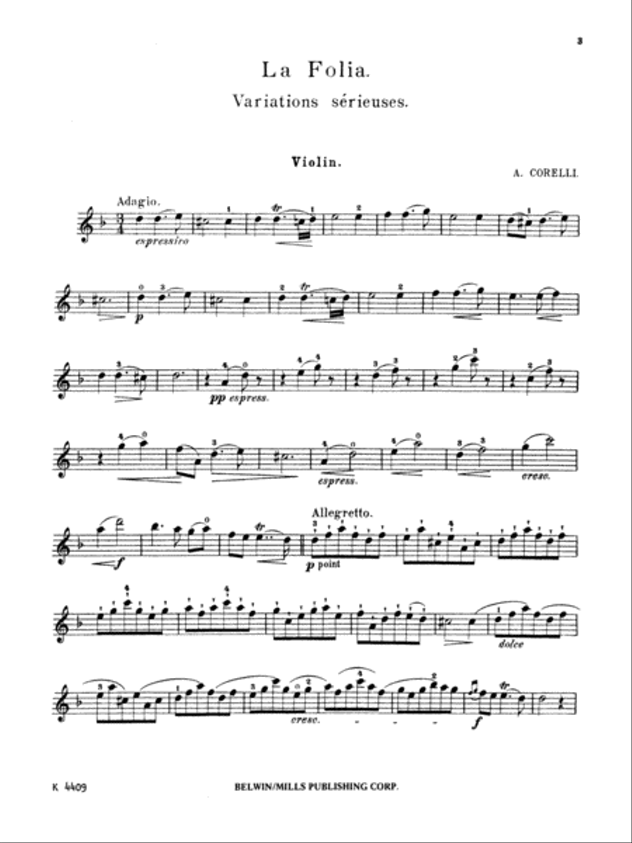Corelli: La Folia Violin scores gallery preview page 1