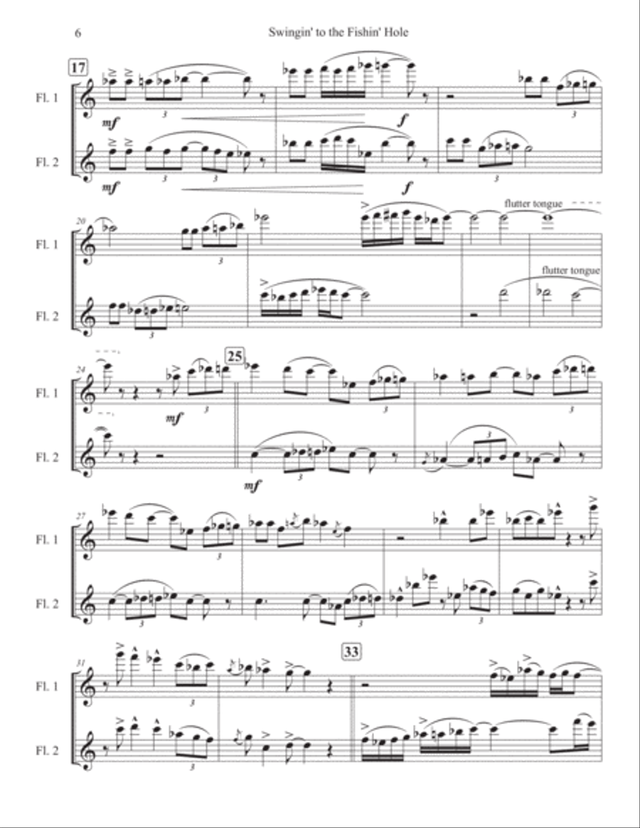 Swingin' to the Fishin' Hole Flute Duet scores gallery preview page 6