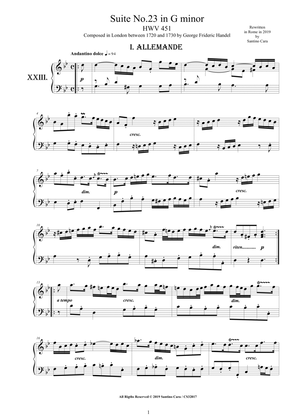 Handel - Piano Suite No.23 in G minor HWV 451
