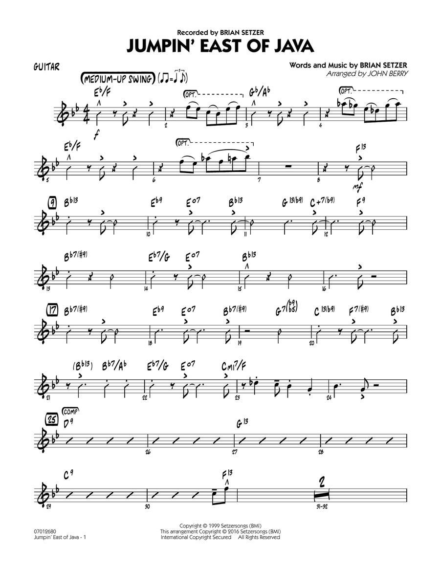 Jumpin' East of Java - Guitar Jazz Ensemble scores gallery preview page 1