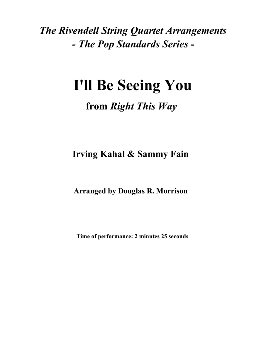 I'll Be Seeing You String Quartet scores gallery preview page 1
