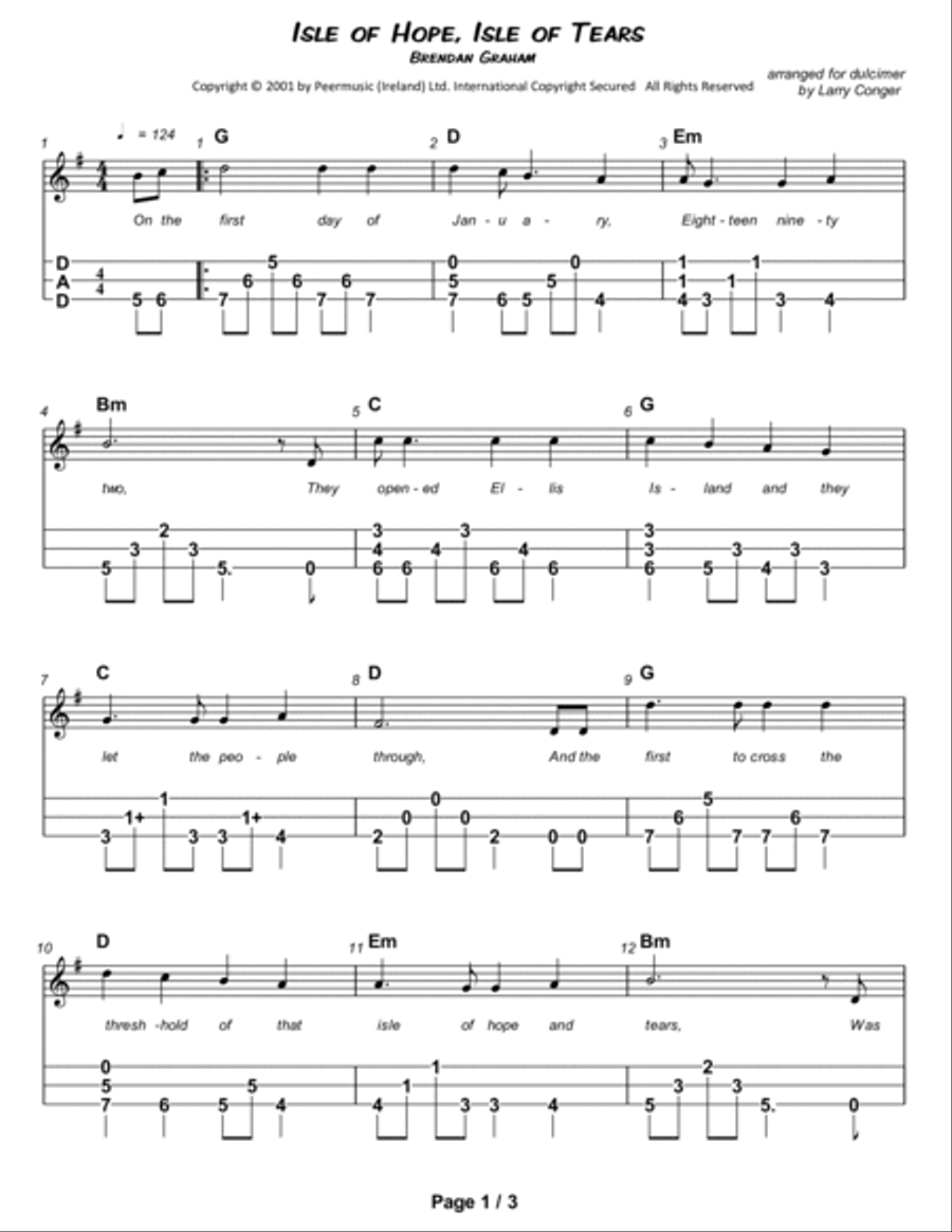Isle Of Hope, Isle Of Tears Dulcimer scores gallery preview page 2