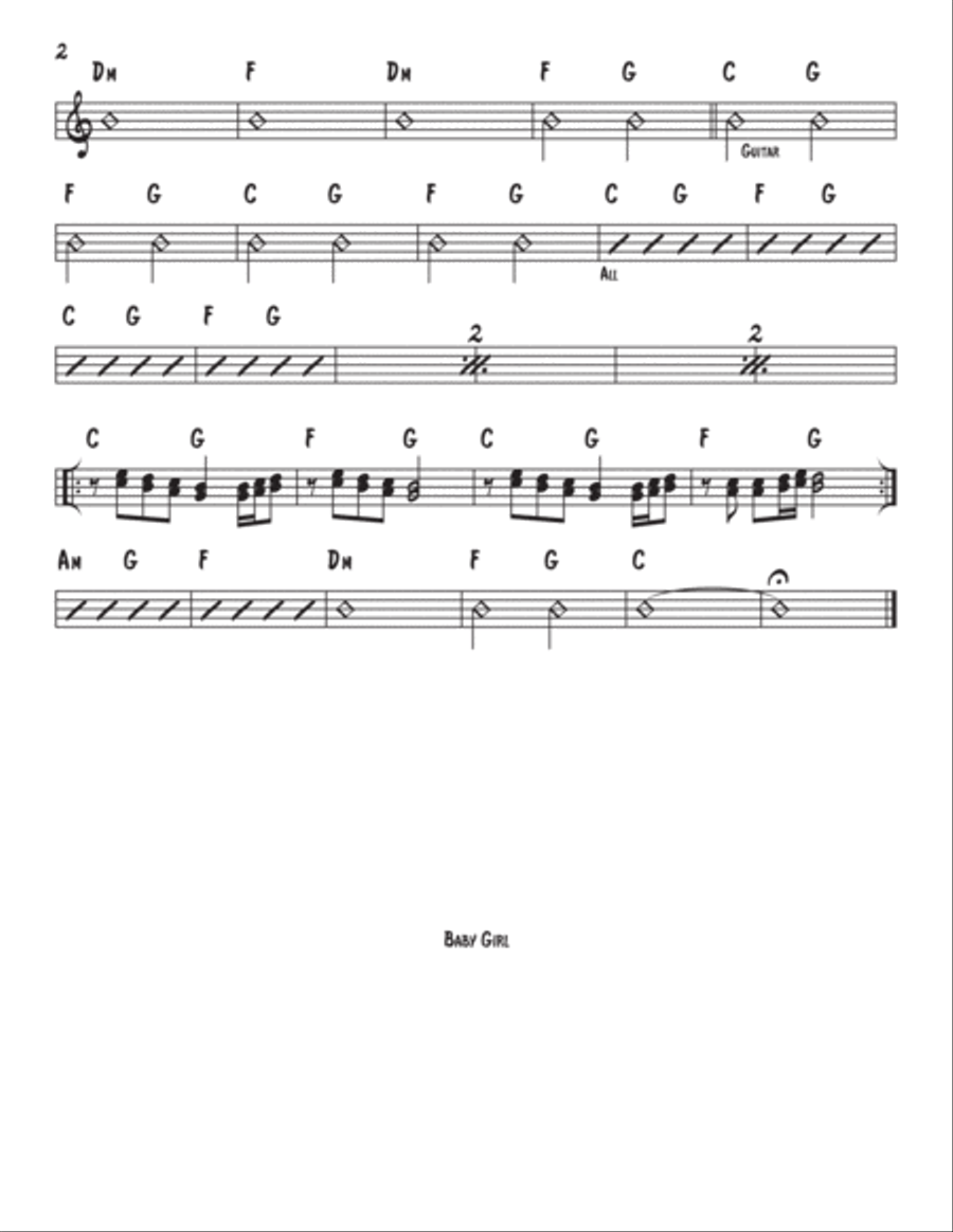 Baby Girl Piano, Vocal, Guitar scores gallery preview page 2