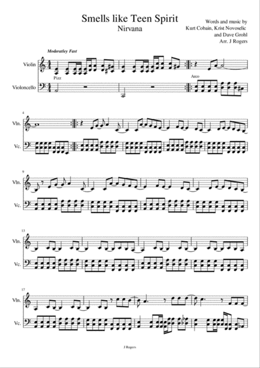 Smells Like Teen Spirit Smells Like Teen Spirit String Duet scores gallery preview page 1