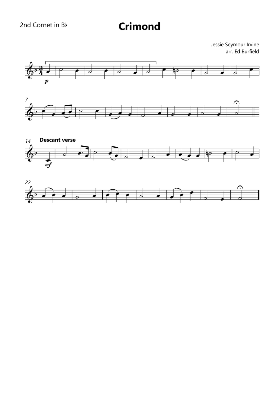 Crimond - Hymn Tune for Brass Quintet (with descant) Brass Quintet scores gallery preview page 6