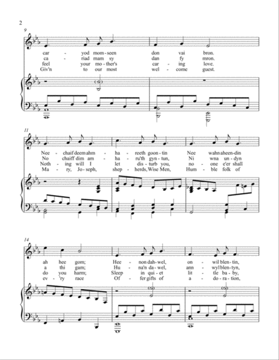 Suo gan/Welsh lullaby - original and Christmas lyrics - medium low voice