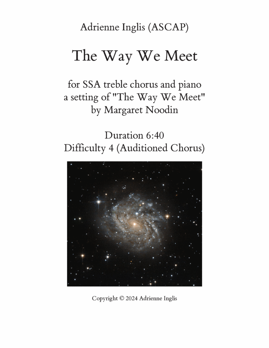The Way We Meet for SSA+piano SSA scores gallery preview page 1