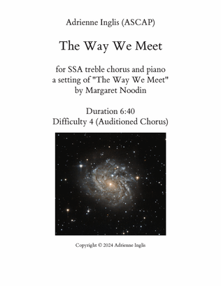 The Way We Meet for SSA+piano