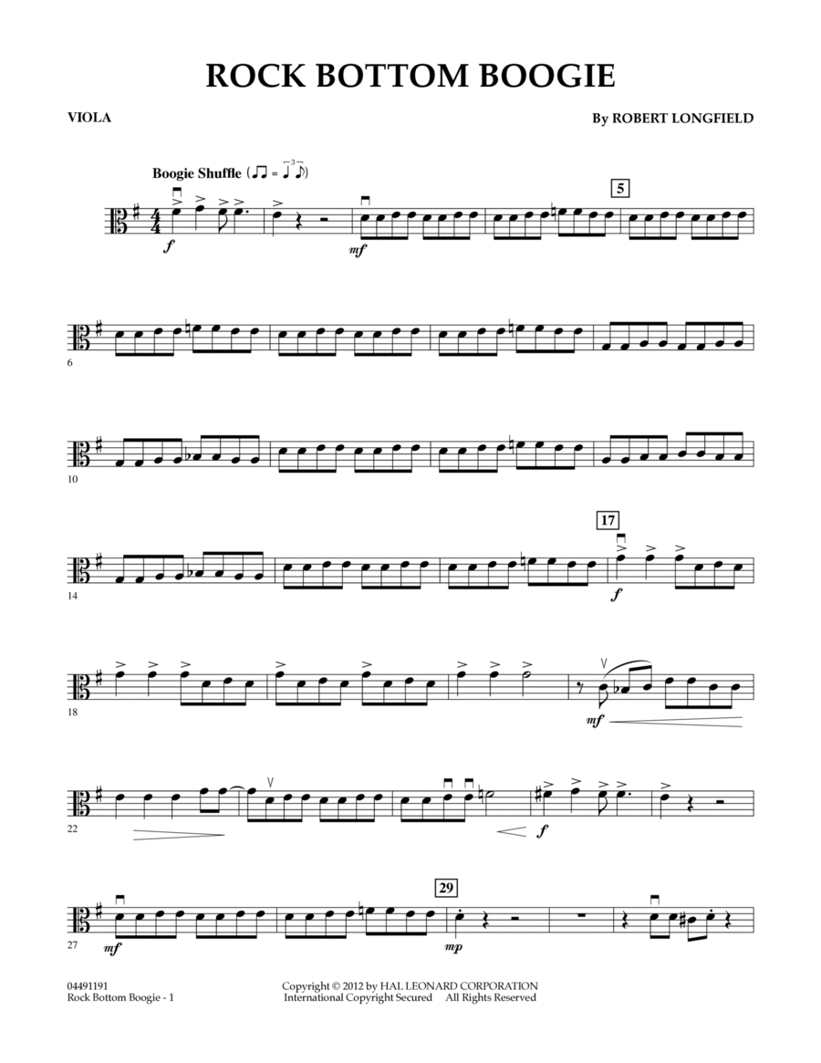 Rock Bottom Boogie - Viola Orchestra scores gallery preview page 1