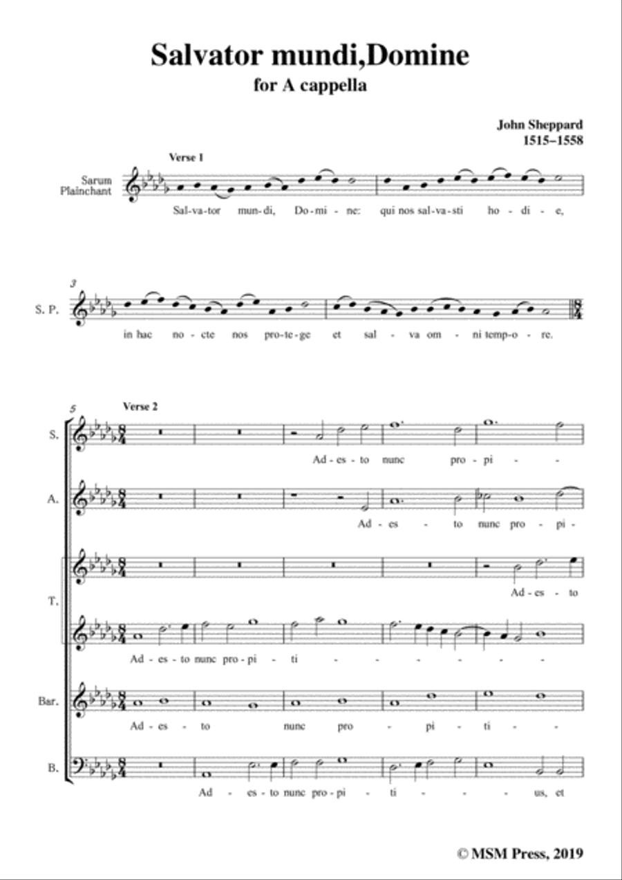 Sheppard-Salvator mundi,Domine,in D flat Major,for A cappella 4-Part scores gallery preview page 3