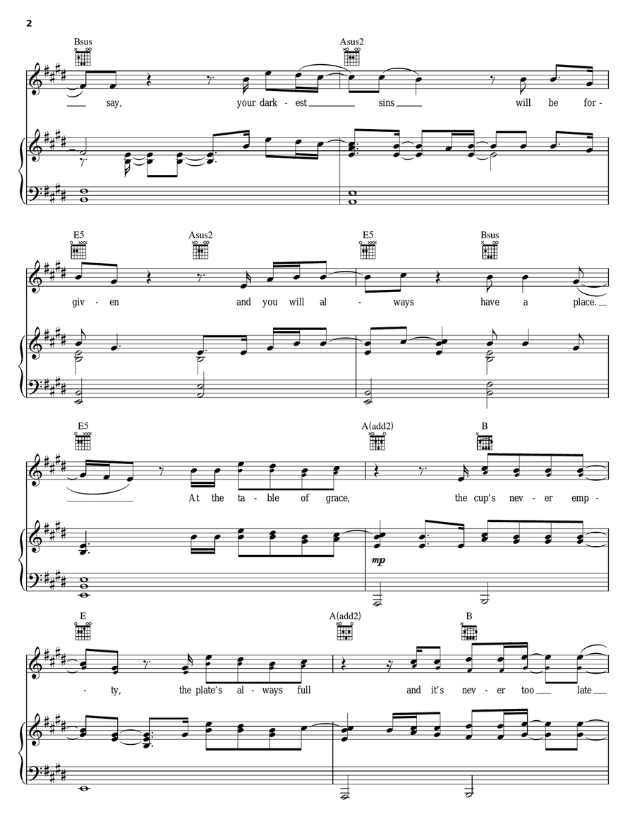 Table Of Grace Table Of Grace Piano, Vocal, Guitar scores gallery preview page 2