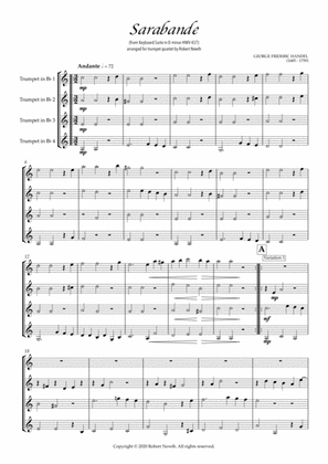 Book cover for Sarabande from Keyboard Suite in D minor HWV 437 (for Trumpet Quartet)