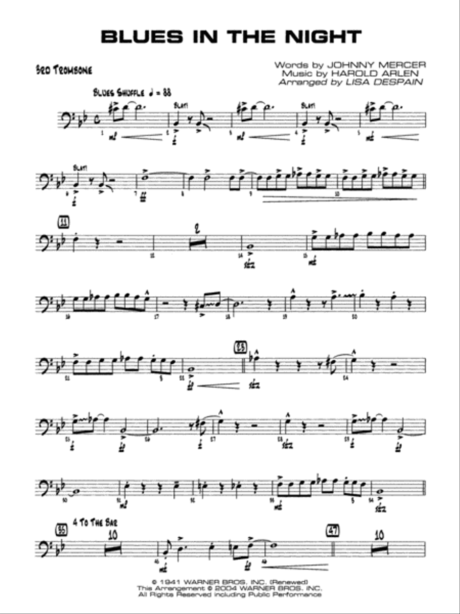 Blues in the Night: 3rd Trombone Jazz Ensemble scores gallery preview page 1