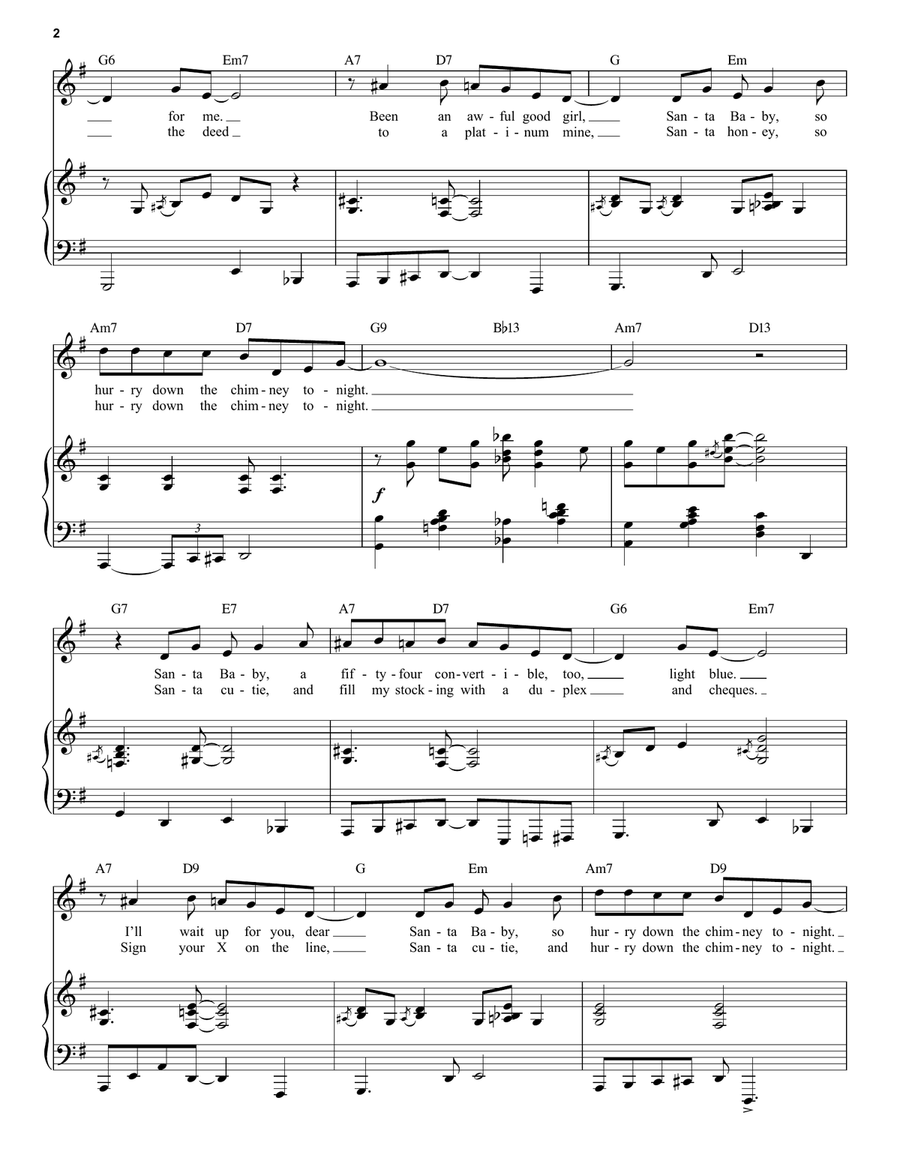 Santa Baby [Jazz Version] (arr. Brent Edstrom) High Voice scores gallery preview page 2