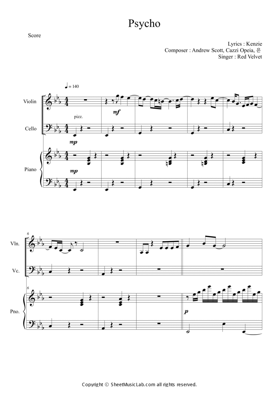 Psycho Piano Trio scores gallery preview page 1