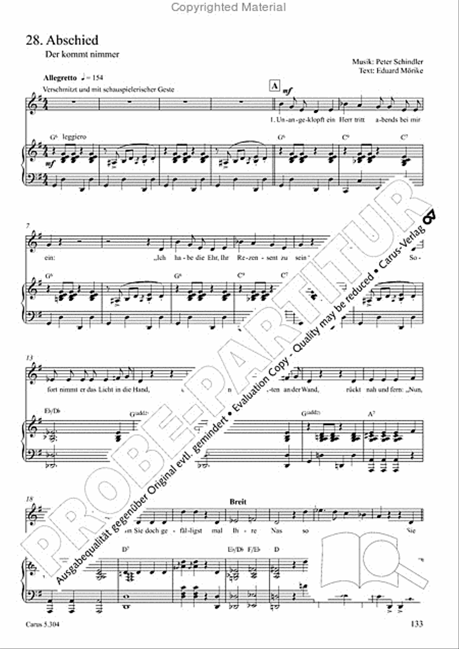 Schindler: Rosenzeit. Ein Liederzyklus uber die Liebe. Chansons fur Singstimme und Klavier Piano scores gallery preview page 134