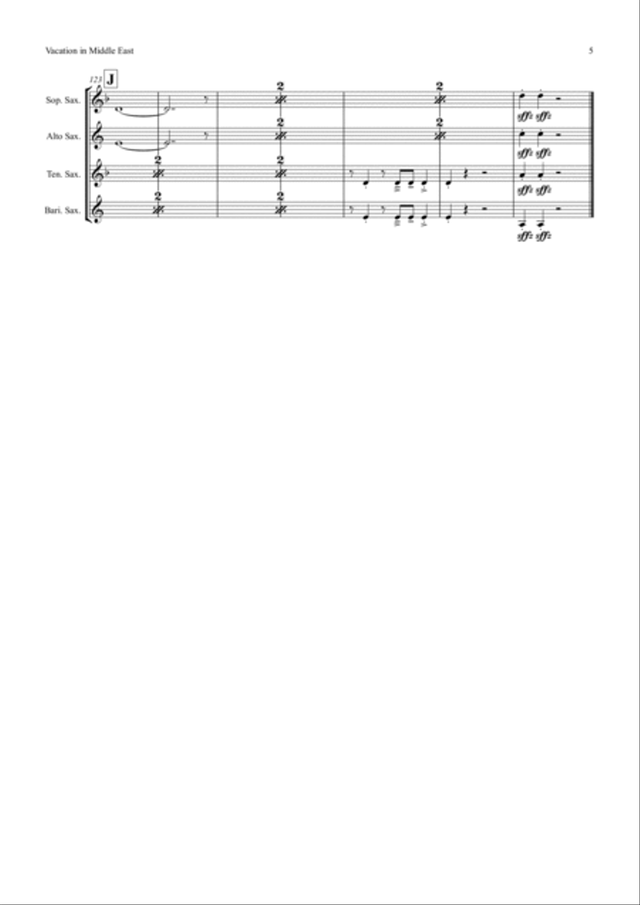 My Family 1 - Vacation In Middle East Saxophone Quartet scores gallery preview page 5