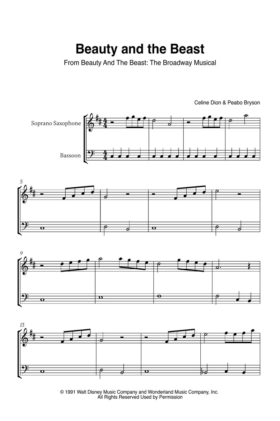 Beauty And The Beast Woodwind Duet scores gallery preview page 1