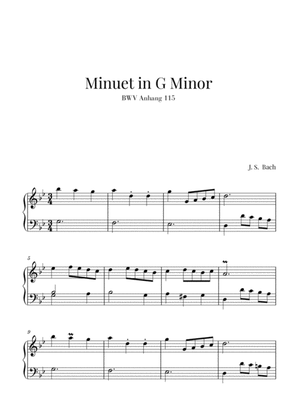 Book cover for Bach - Minuet in G Minor (BWV Anhang 115)
