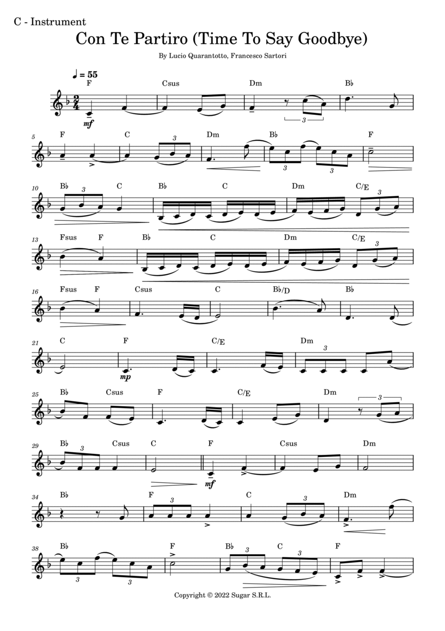 Con Te Partiro (time To Say Goodbye) Flute Solo scores gallery preview page 1