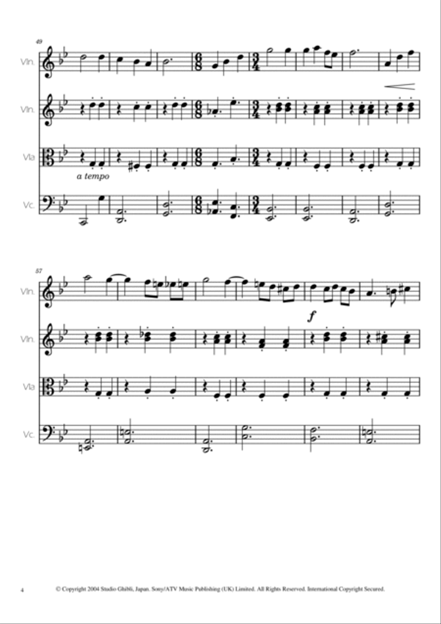 Merry-go-round Of Life String Quartet scores gallery preview page 4